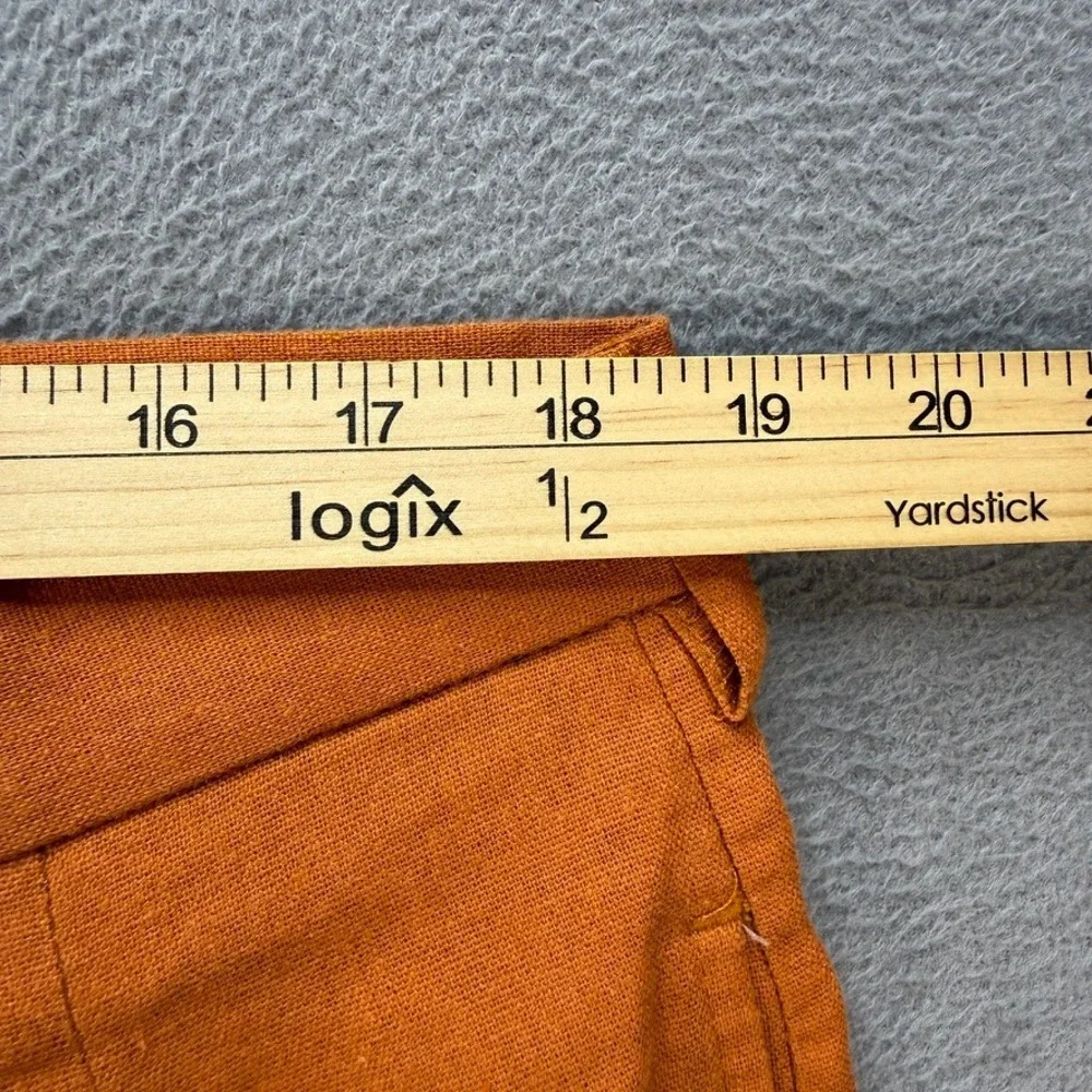TRUST Linen Blend Pleated Dress Pants Relaxed 38x30 (FIT 37x27) Orange Cuffed